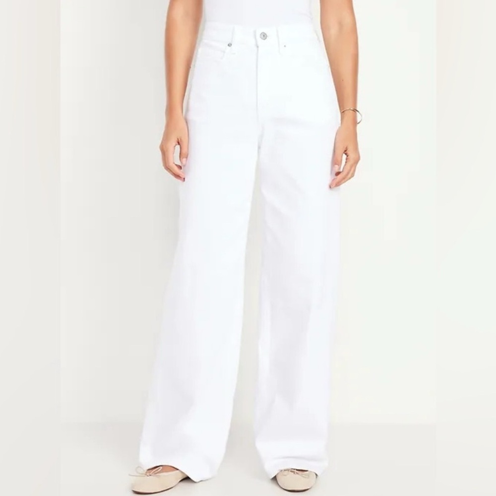 NWT Old Navy Size 22 White Sky-Hi Wide Leg Jeans